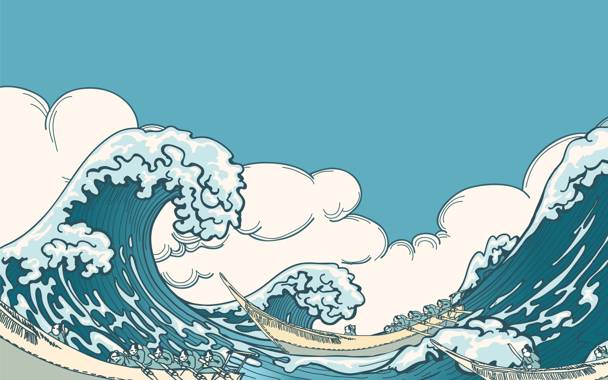 Big wave vector. Sea wave, ocean wave, nature water wave illustration
